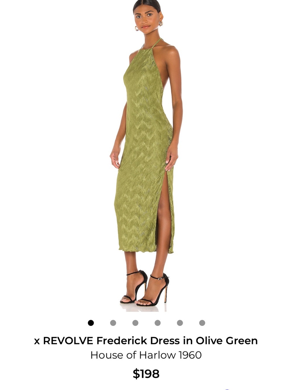 Revolve House of Harlow 1960 Olive Green Halter Midi Dress